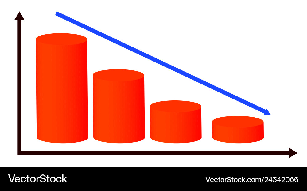 Financial Decline: Falling Coins Graph vector image