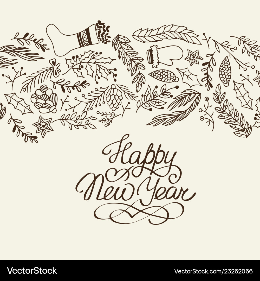 Frohes neues Jahr Gratulation dekorative Doodle Frohes neues Jahr Gratulation dekorative Doodle vektorbild