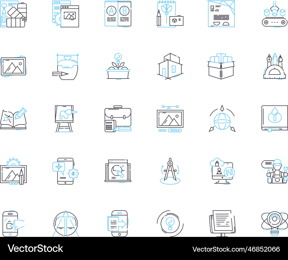 Image processing linear icons set pixels filters Vector Image