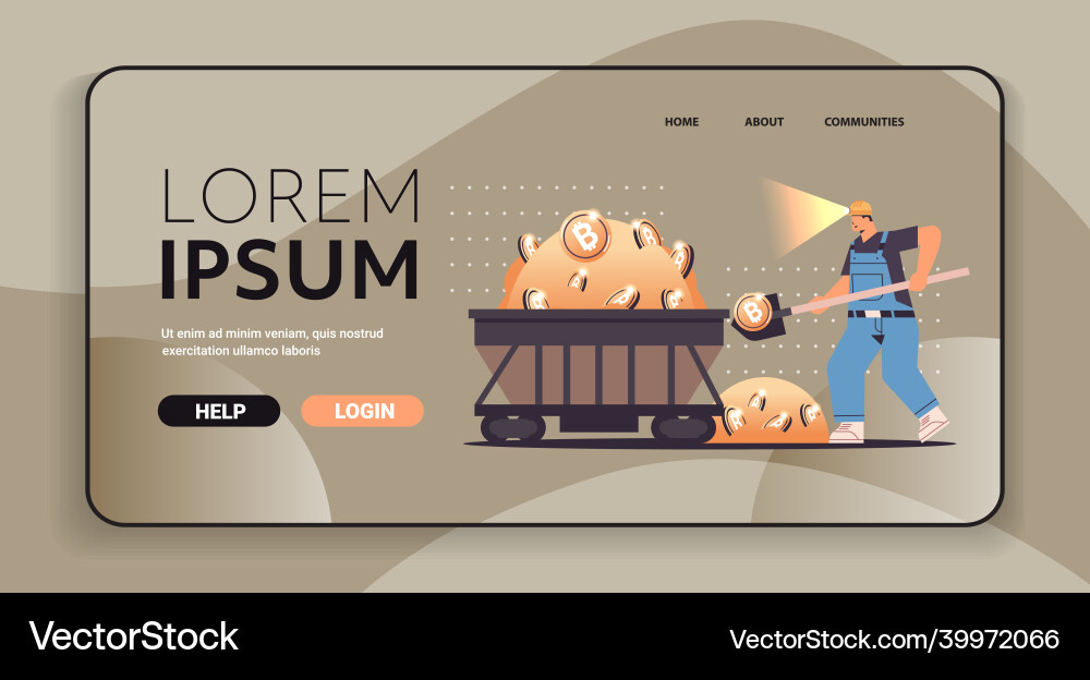 Man miner digging and extracting bitcoins in mine Man miner digging and extracting bitcoins in mine vector image