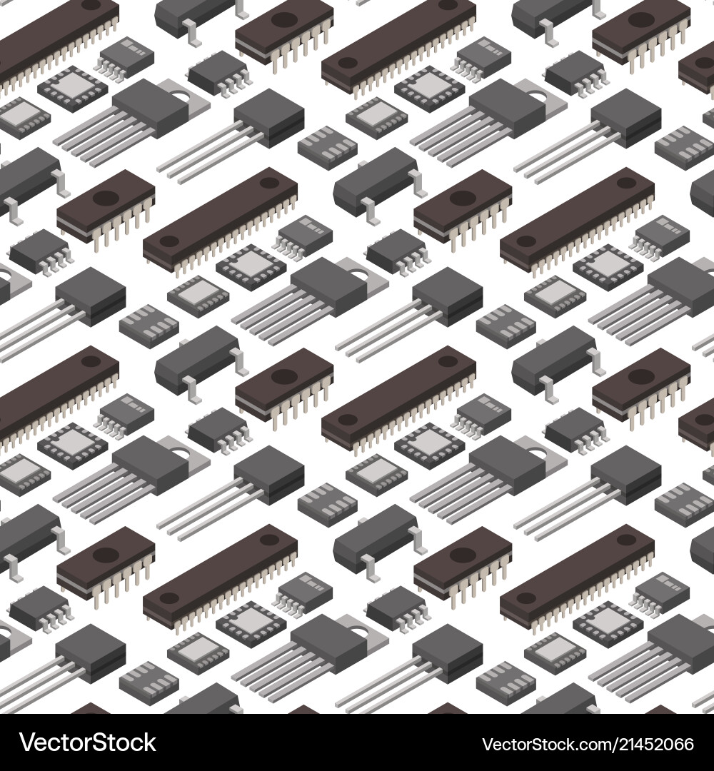Microchip computer isometric chip Microchip computer isometric chip vector image