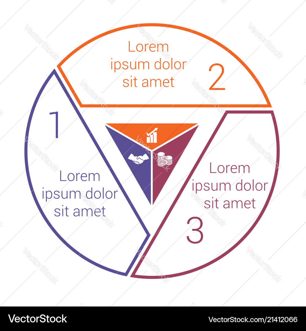 Pie chart on white background from line for 3 Pie chart on white background from line for 3 vector image