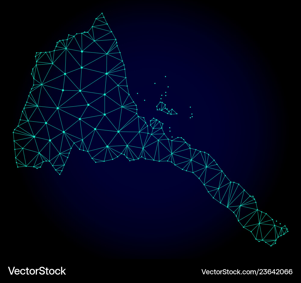 Polygonal wire frame mesh map of eritrea Polygonal wire frame mesh map of eritrea vector image