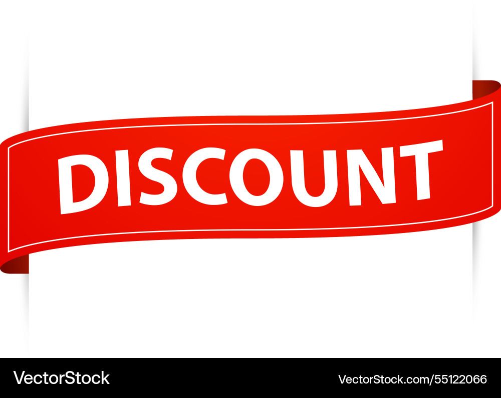 Red waving ribbon featuring a discount offer Red waving ribbon featuring a discount offer vector image