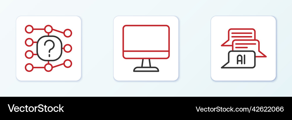 Set line chat bot neuronale Netzwerk und Computer vektorbild