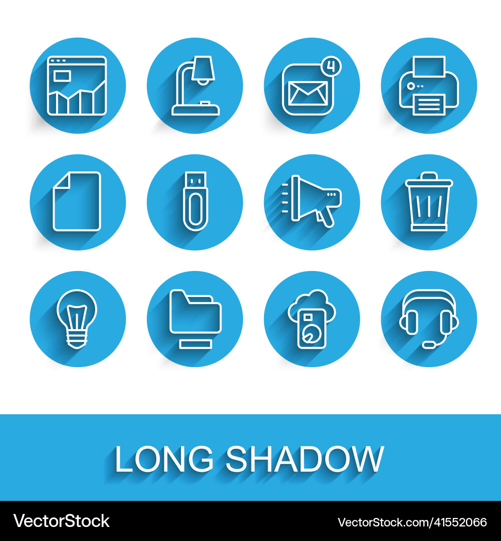 Set line light bulb document folder graph chart vector image