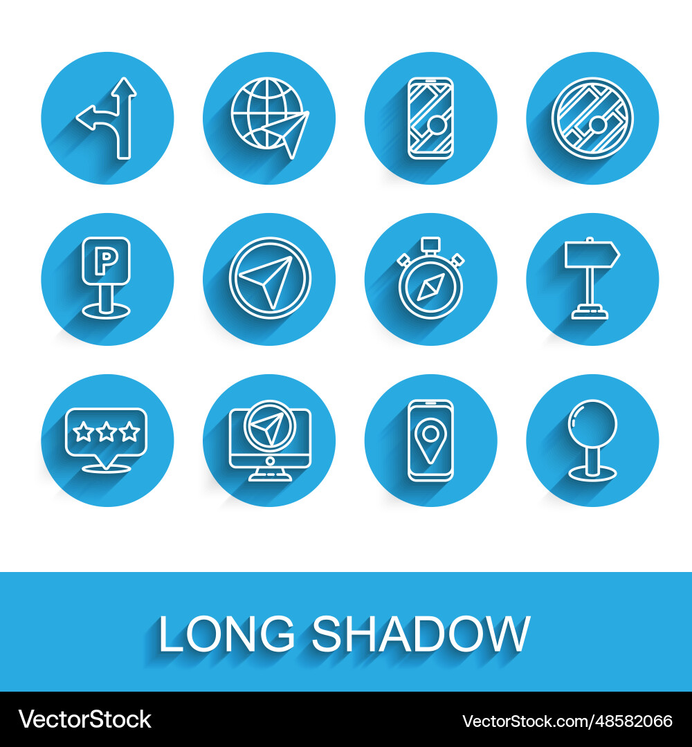 Set line map pointer with star monitor location Set line map pointer with star monitor location vector image