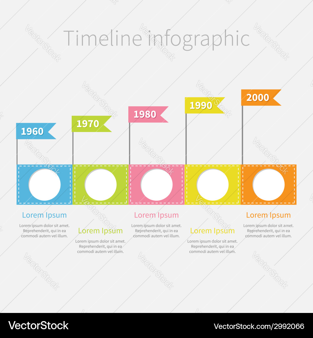 Timeline infographic with empty circles flags text Vector Image