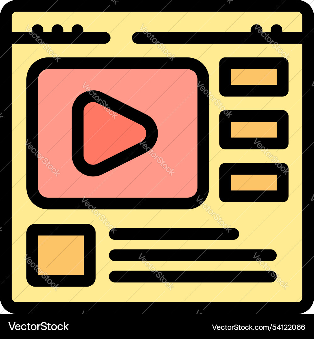 Video player showing on website interface Video player showing on website interface vector image