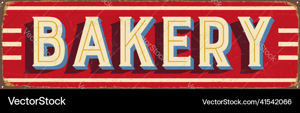Vintage Bakery Metal Sign - Retro Style Vector Image