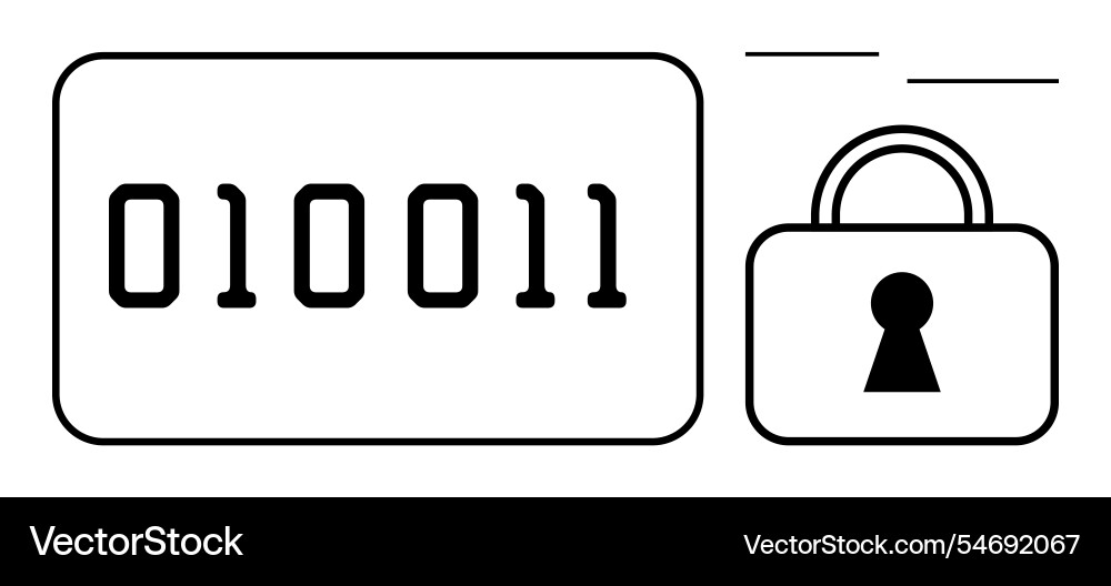 Binary code representation with padlock signifying vector image
