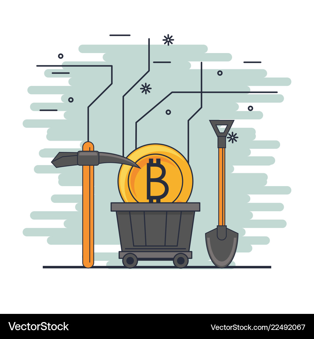Bitcoin mining and tools vector image