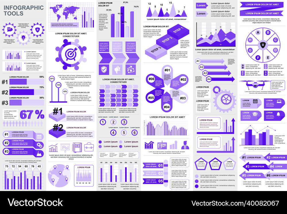 Bundle infographic elements data visualization vector image