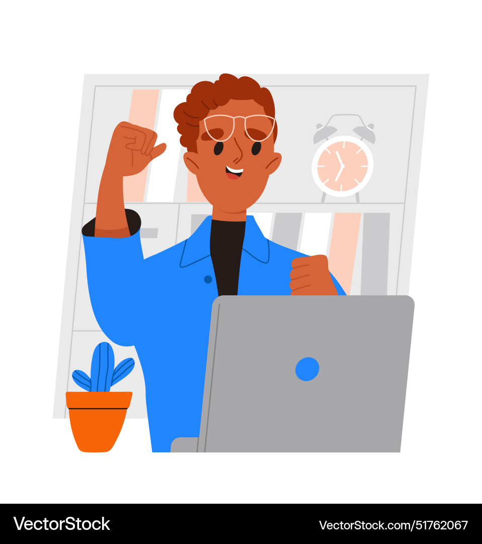Business person working on laptop Business person working on laptop vector image