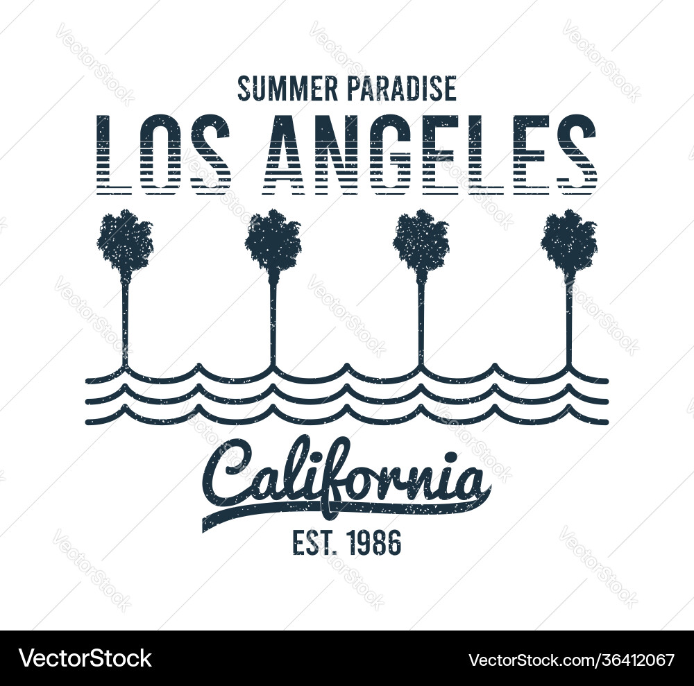 California los angeles t-shirt design with palm vector image