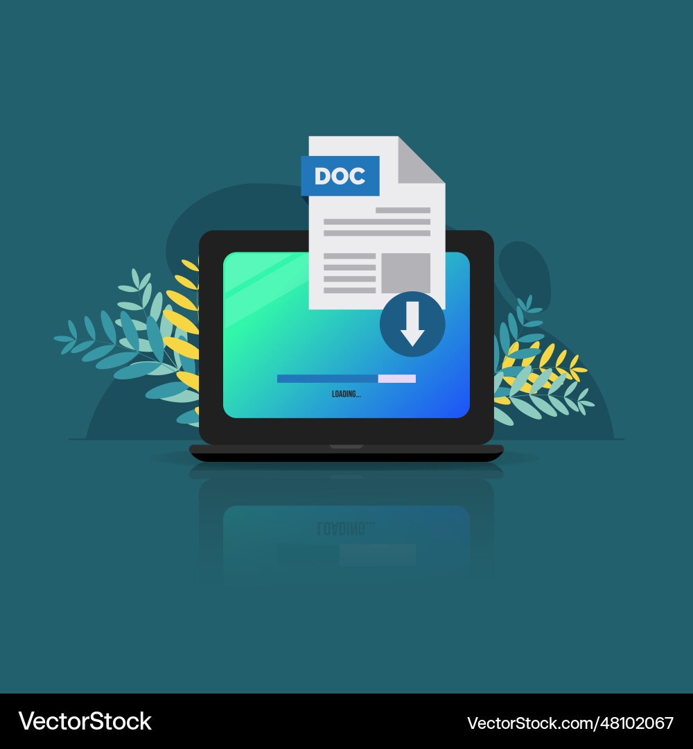 Doc format file on laptop screen Vector Image