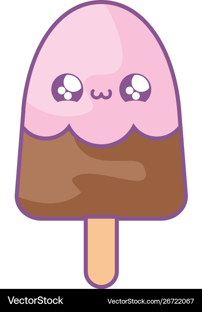 Eis im Stick kawaii Stil Eis im Stick kawaii Stil vektorbild