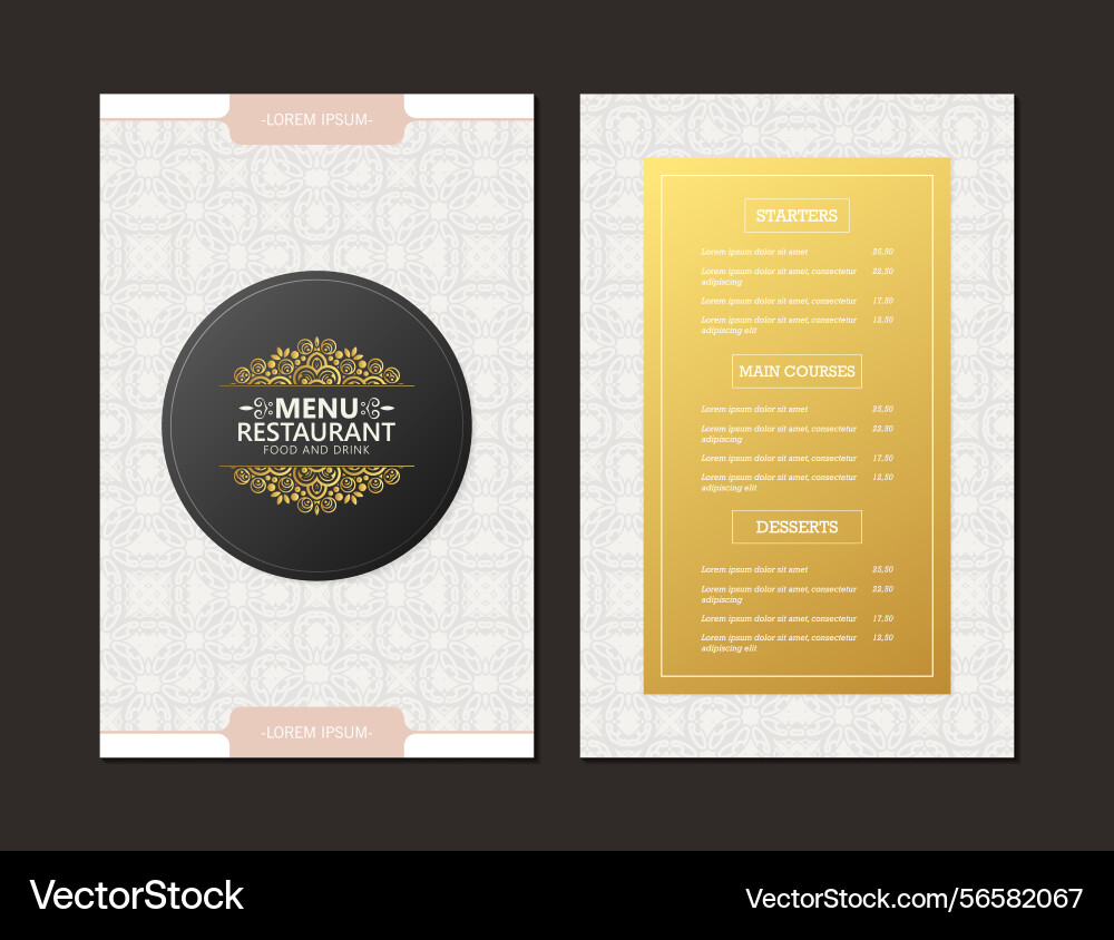 Elegant restaurant menu with texture pattern Vector Image