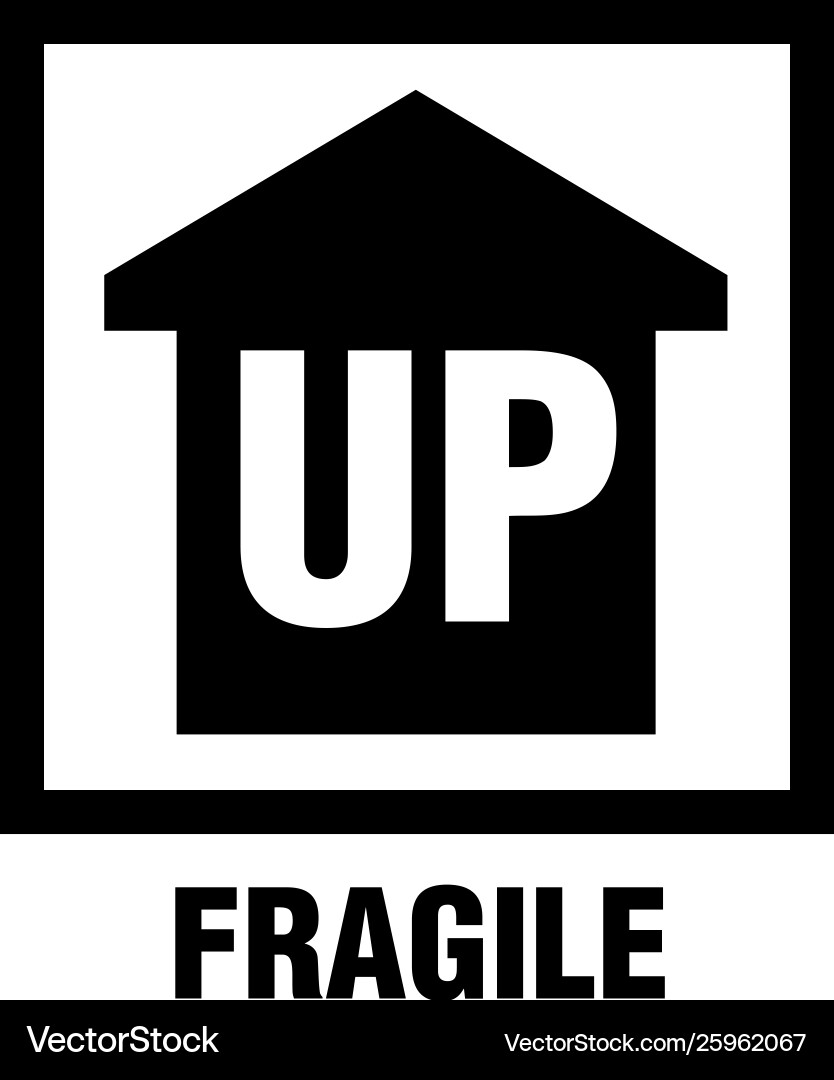 Fragile up arrow box sign Fragile up arrow box sign Vector Image
