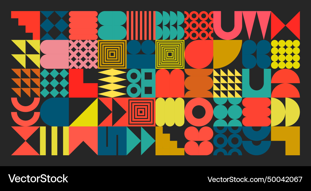 Geometric texture with simple shapes symbols Vector Image