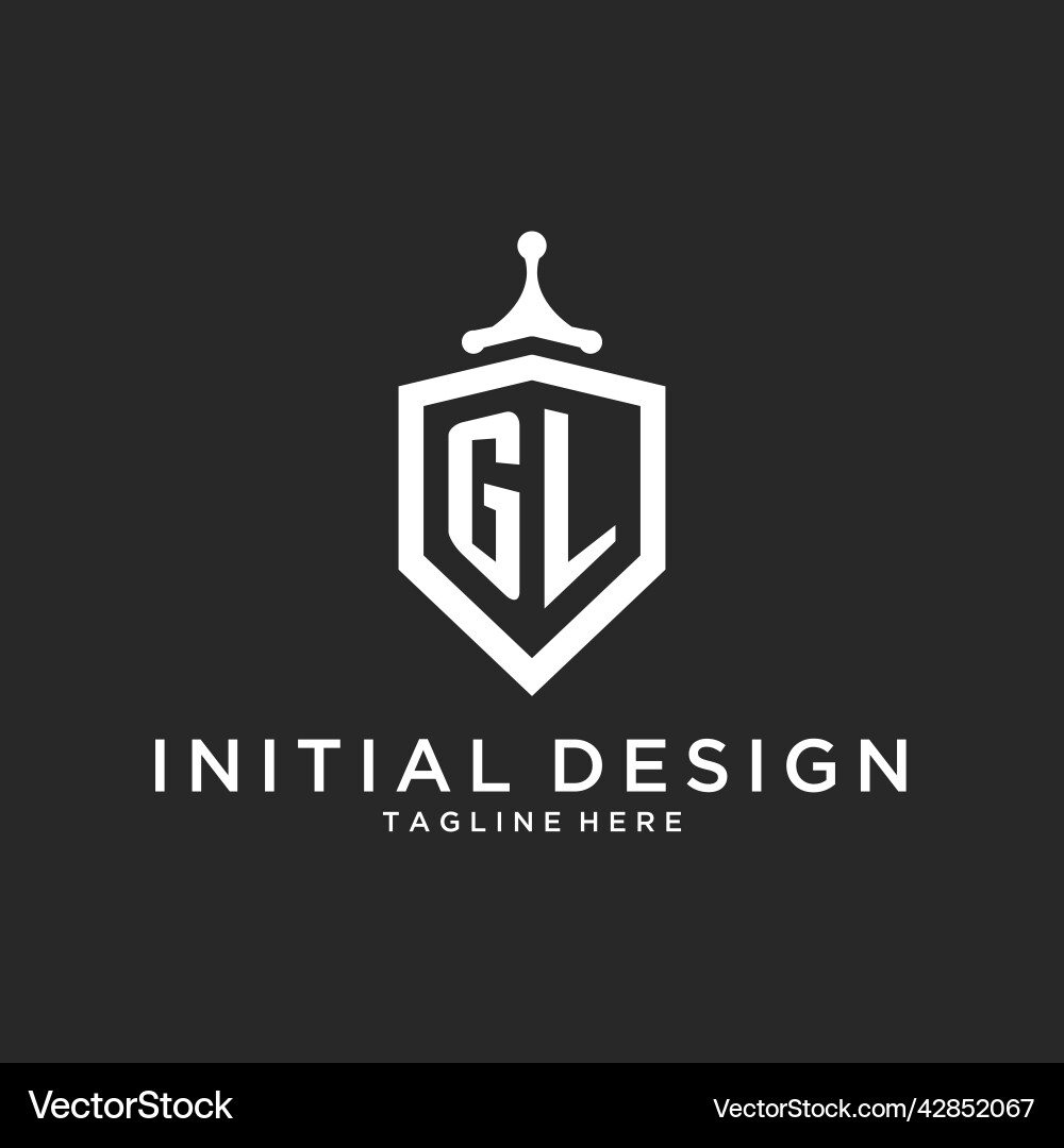 Gl monogram logo initial with shield guard shape Vector Image