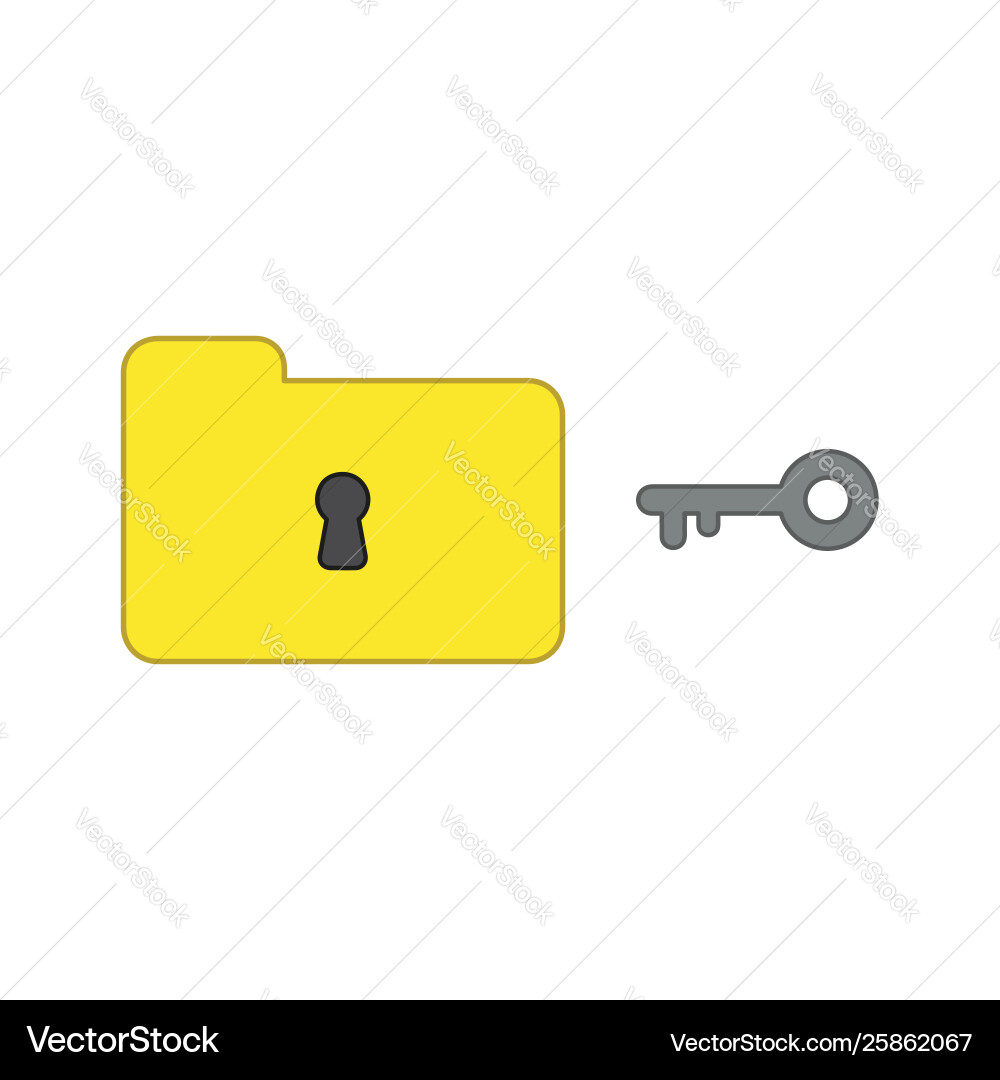 Icon concept closed folder and keyhole with key Icon concept closed folder and keyhole with key vector image