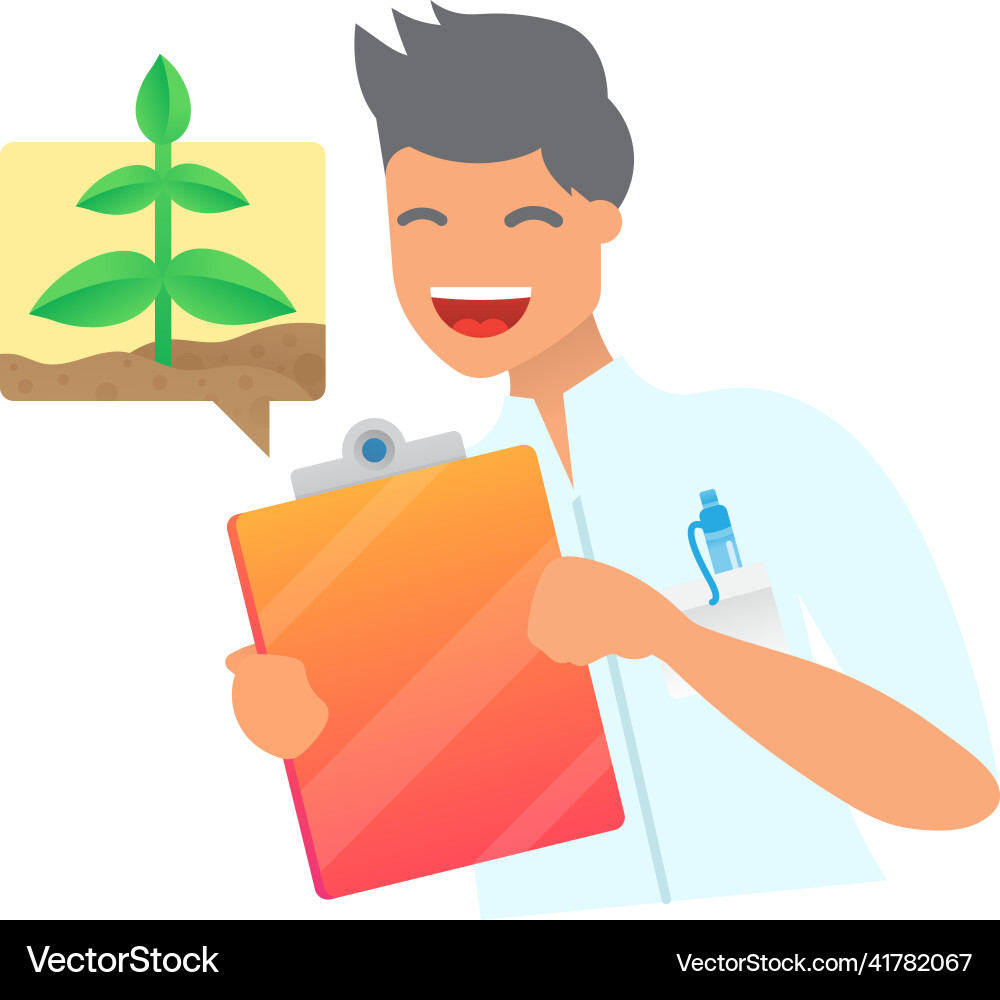 Lab scientist do experiment on plants icon Vector Image