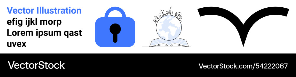 Lock globe in open book with leaves tick mark Lock globe in open book with leaves tick mark Vector Image