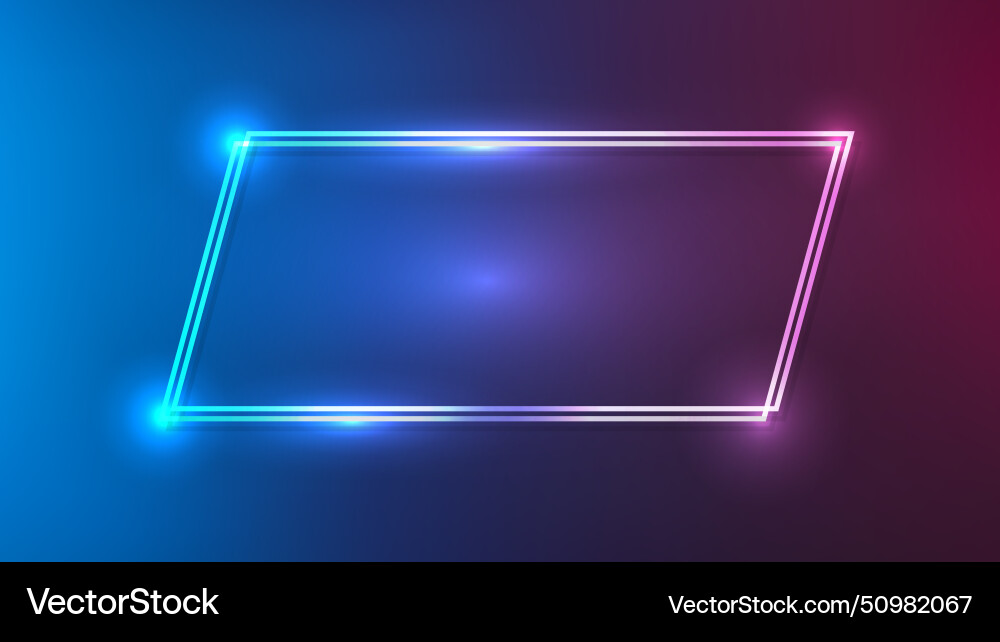 Neon double quadrangle frame Royalty Free Vector Image