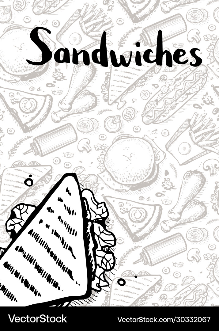 Sandwiches Vintage Hand gezogen Poster Sandwiches Vintage Hand gezogen Poster vektorbild