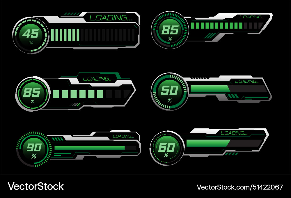 Set of hud modern loading progress bars user Set of hud modern loading progress bars user vector image