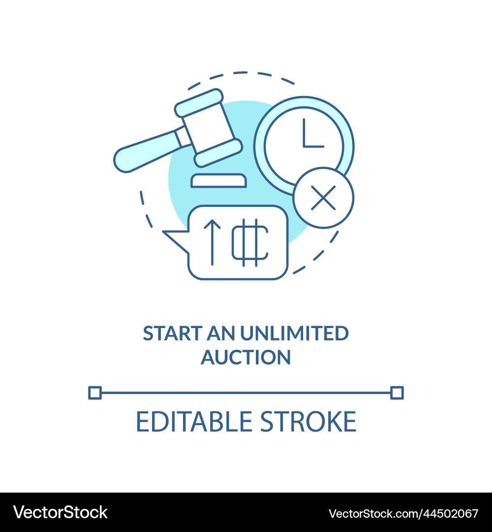 Start an unlimited auction turquoise concept icon Start an unlimited auction turquoise concept icon vector image