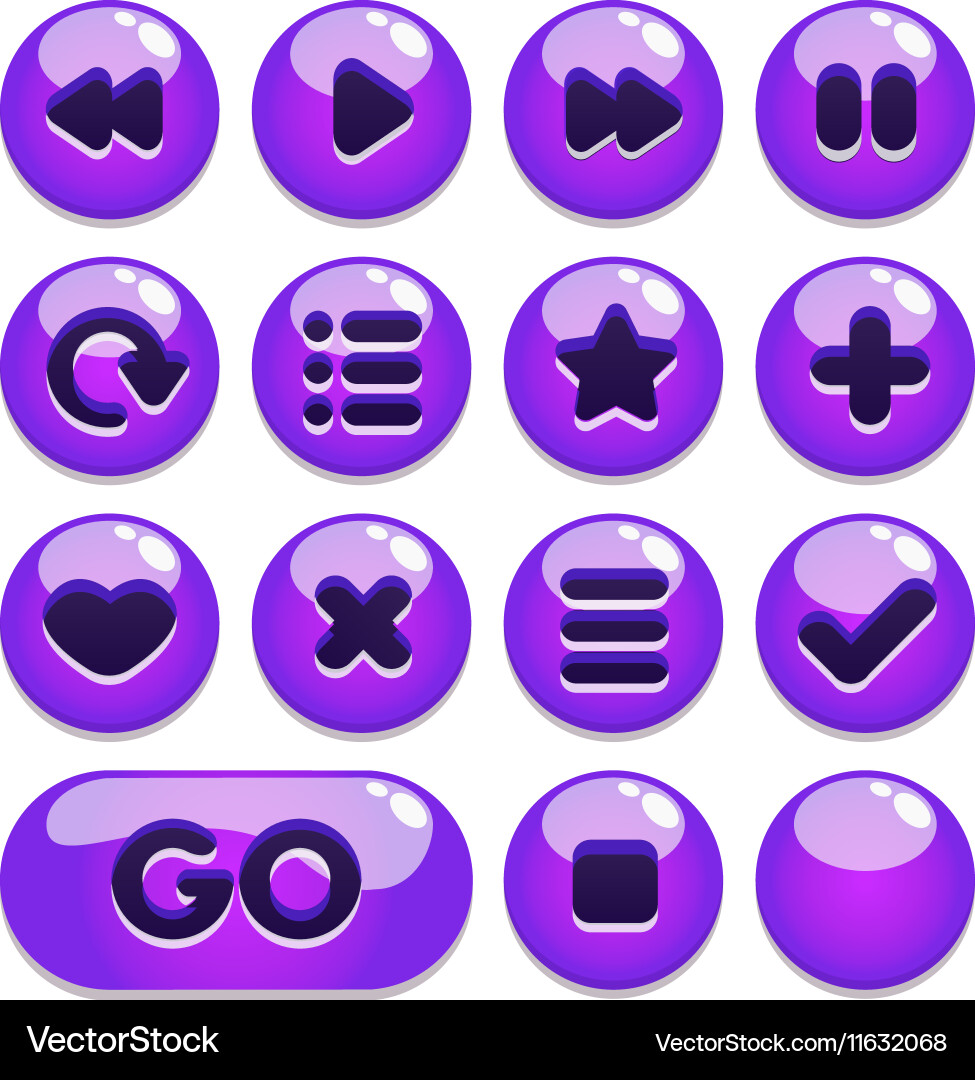 A set of buttons for gaming interfaces Vector Image