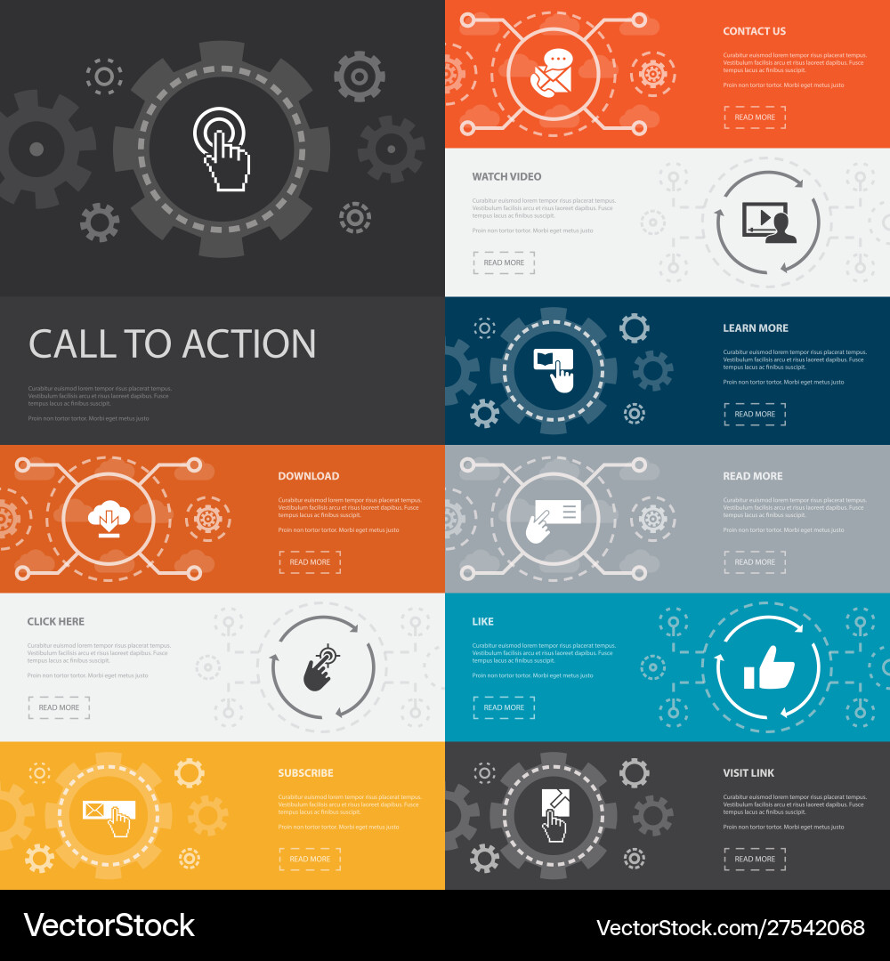 Action Buttons & Call to Action Icons vector image