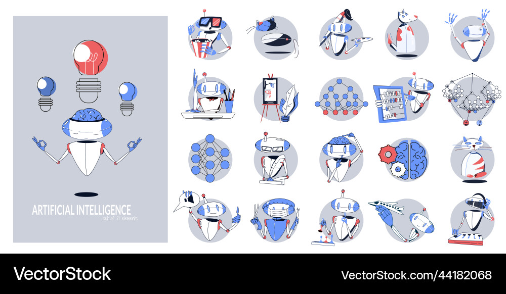 AI & Machine Learning Flat Set Vector Image