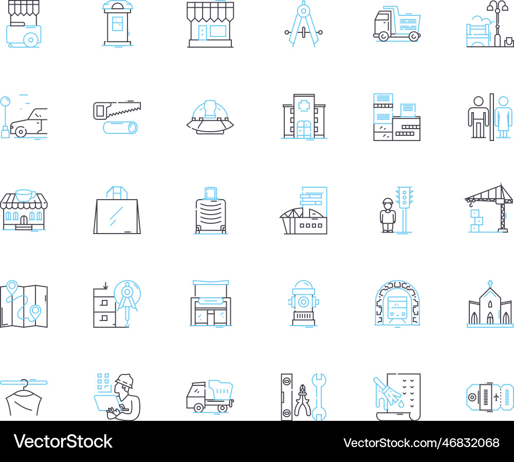 Architecture linear icons set design structure vector image