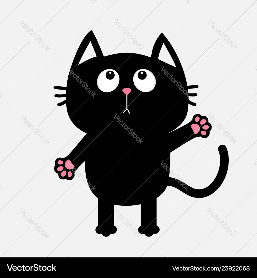 Black cat looking up ready for a hugging open Black cat looking up ready for a hugging open vector image