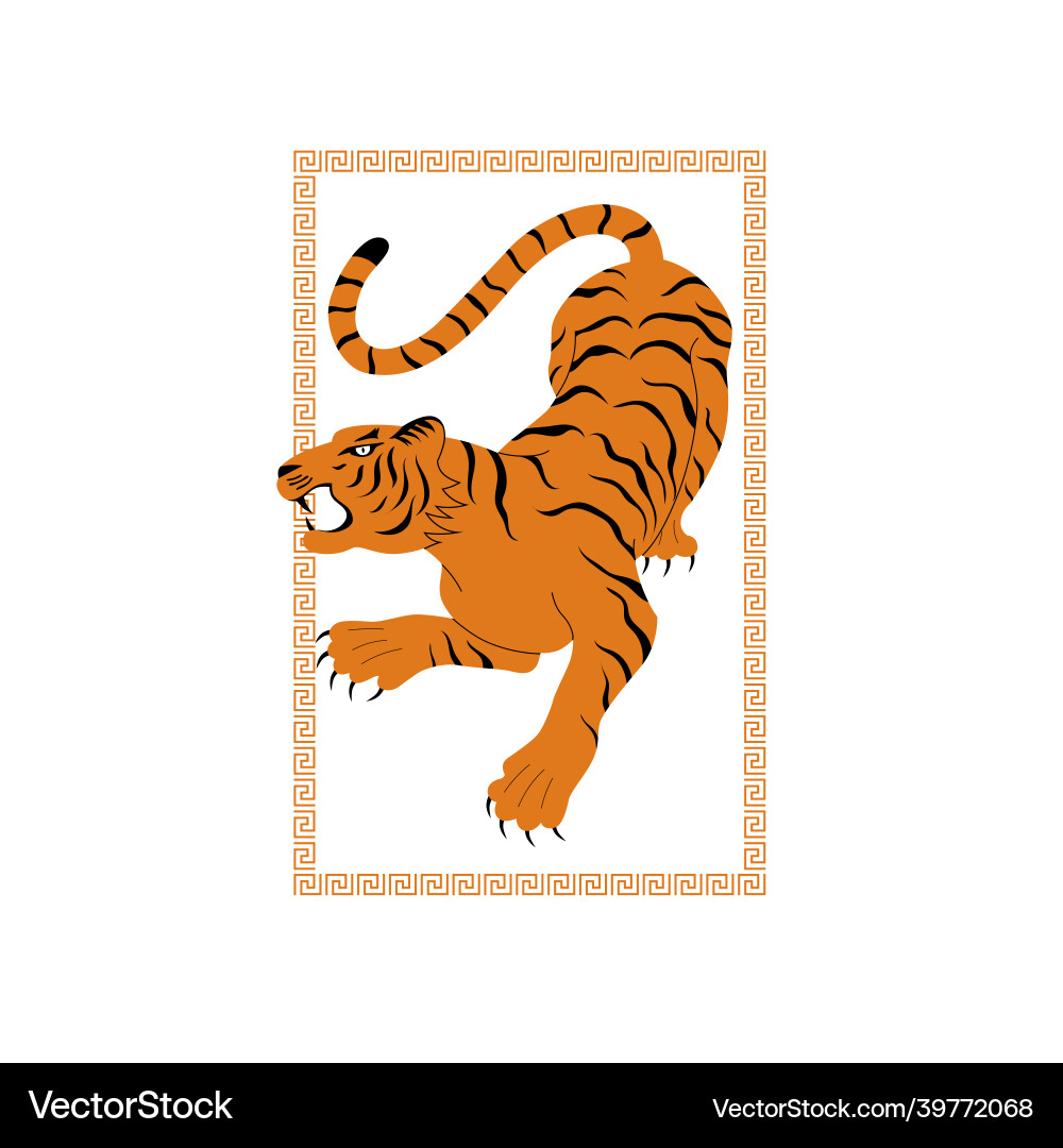 Chinese tiger growls isolated Chinese tiger growls isolated vector image