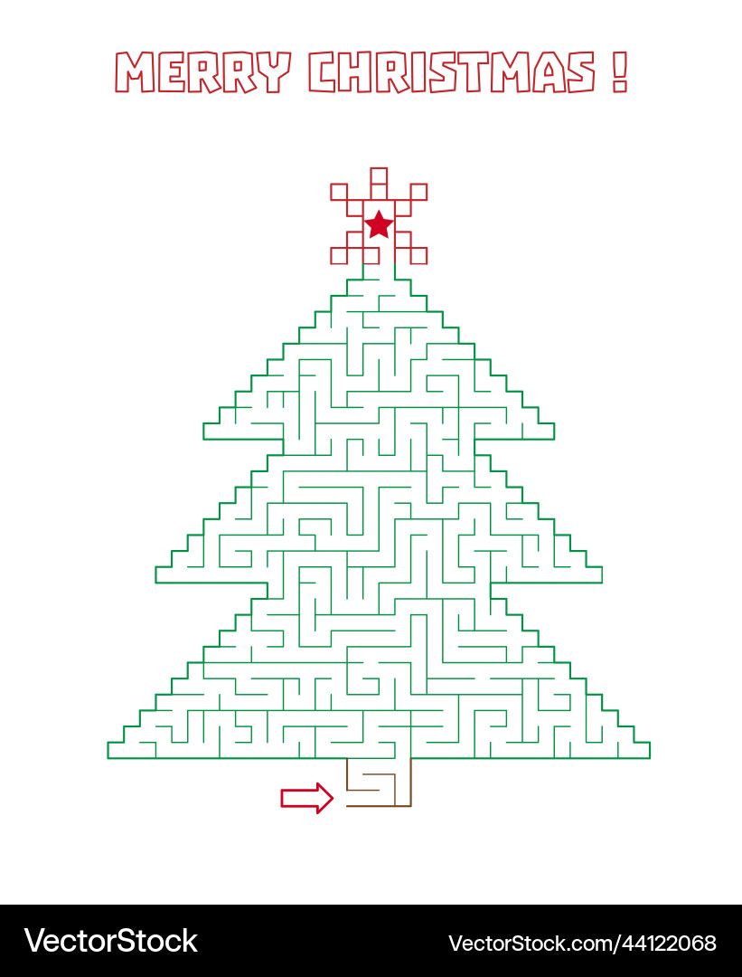 Christmas tree shaped labyrinth kids merry Christmas tree shaped labyrinth kids merry vector image