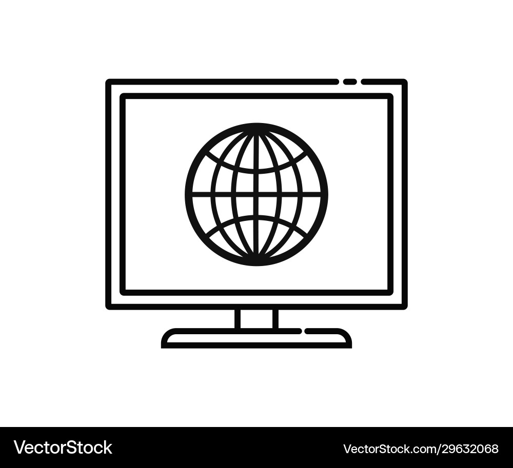 Computer line icon with application Computer line icon with application Vector Image