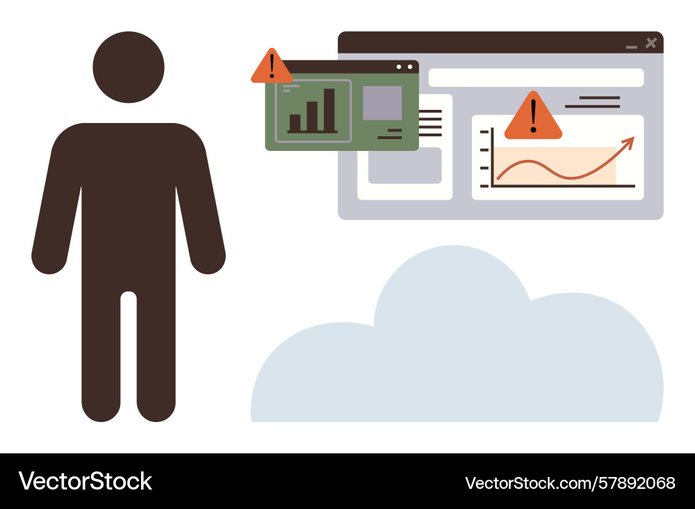 Data alert on dashboard with user silhouette Data alert on dashboard with user silhouette vector image