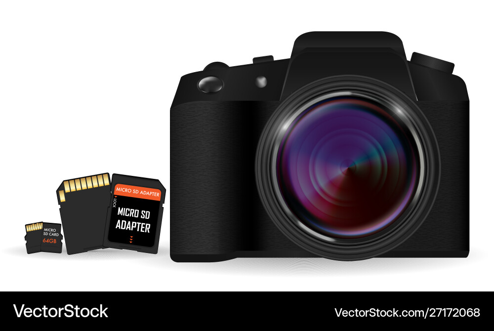 Dslr camera with sd and micro card memory Dslr camera with sd and micro card memory vector image