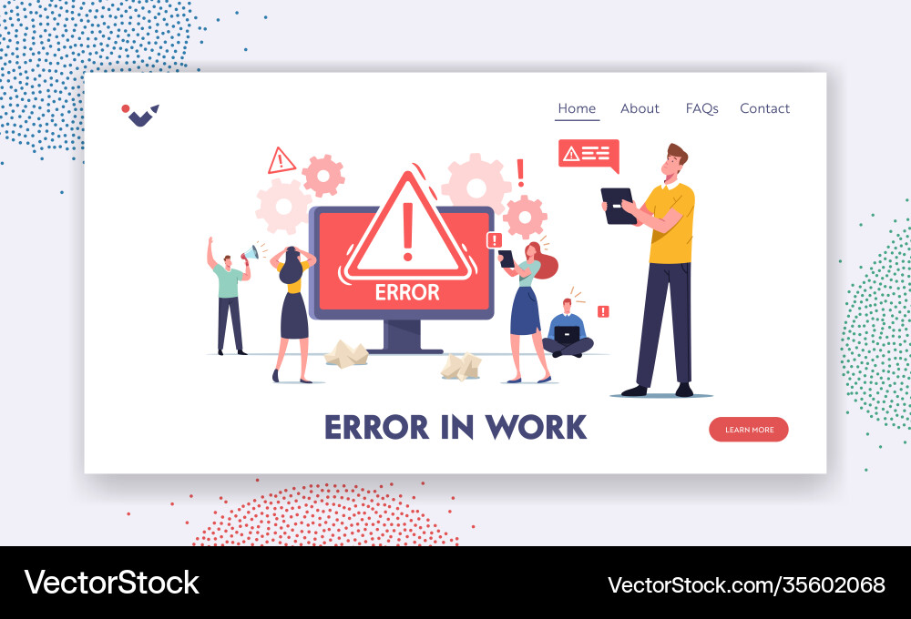 Error in work landing page template tiny Error in work landing page template tiny vector image