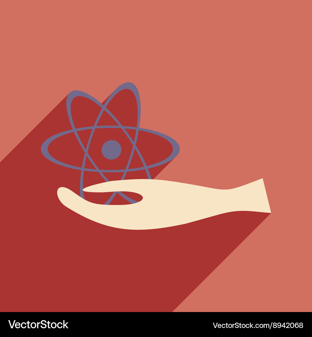 Flat with shadow icon and mobile application atom vector image