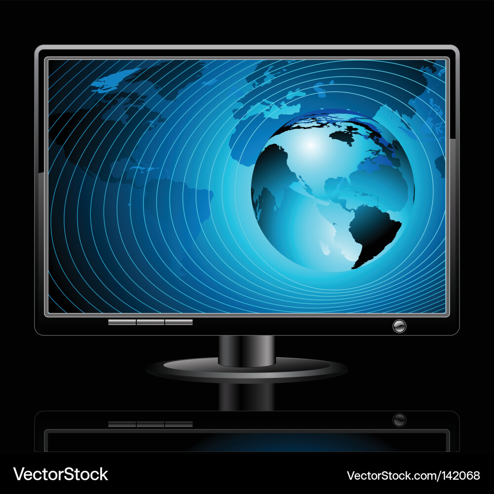 Global LCD Display with World Map vector image