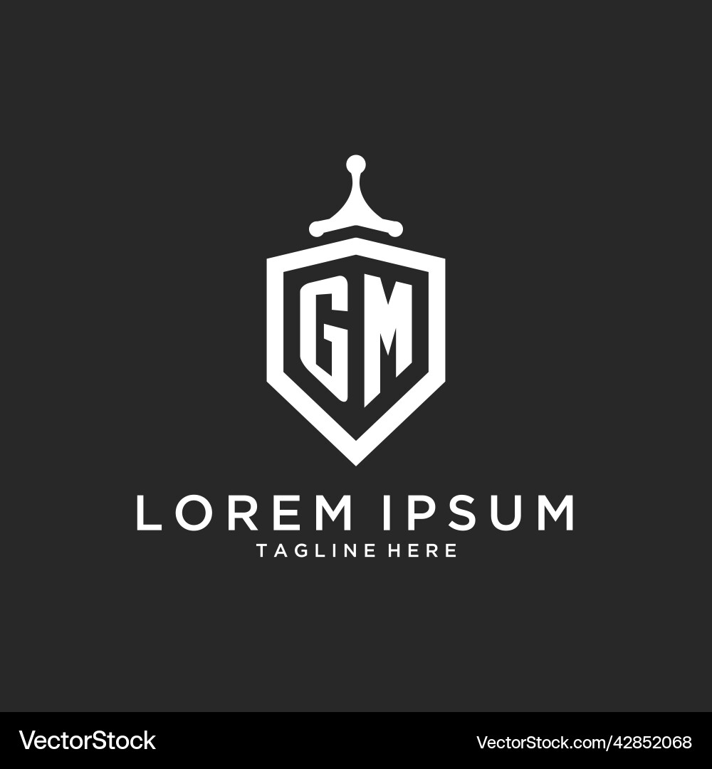 Gm monogram logo initial with shield guard shape Gm monogram logo initial with shield guard shape Vector Image