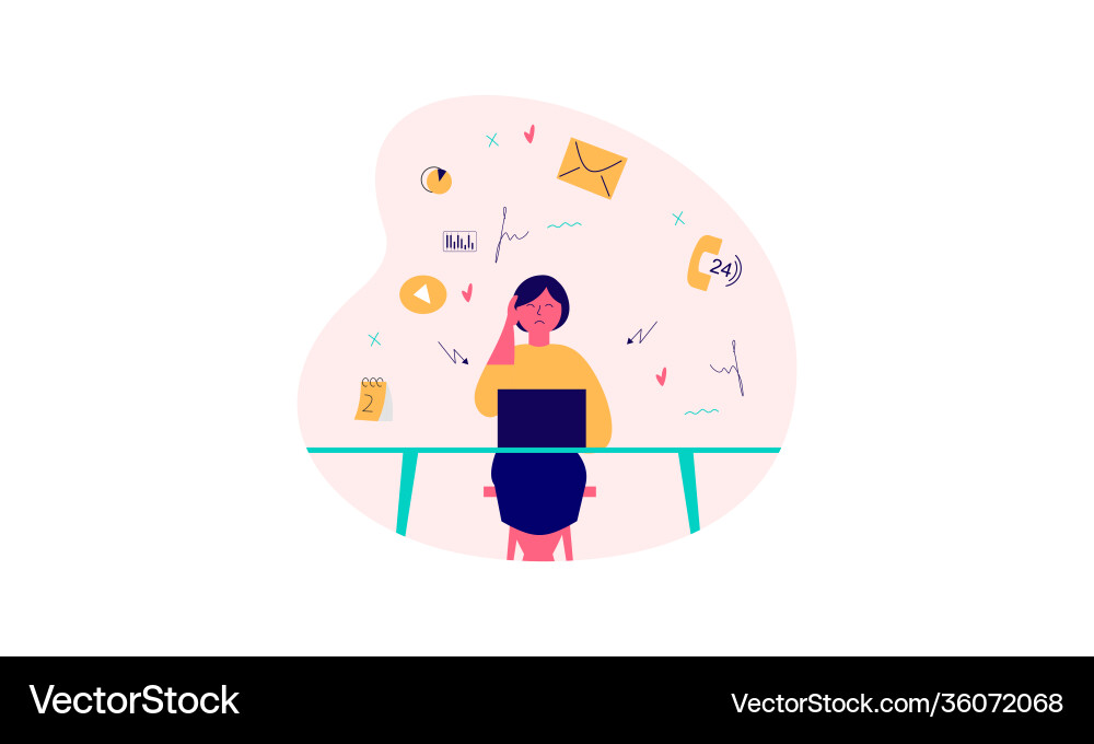 Information overload and multitasking problems vector image