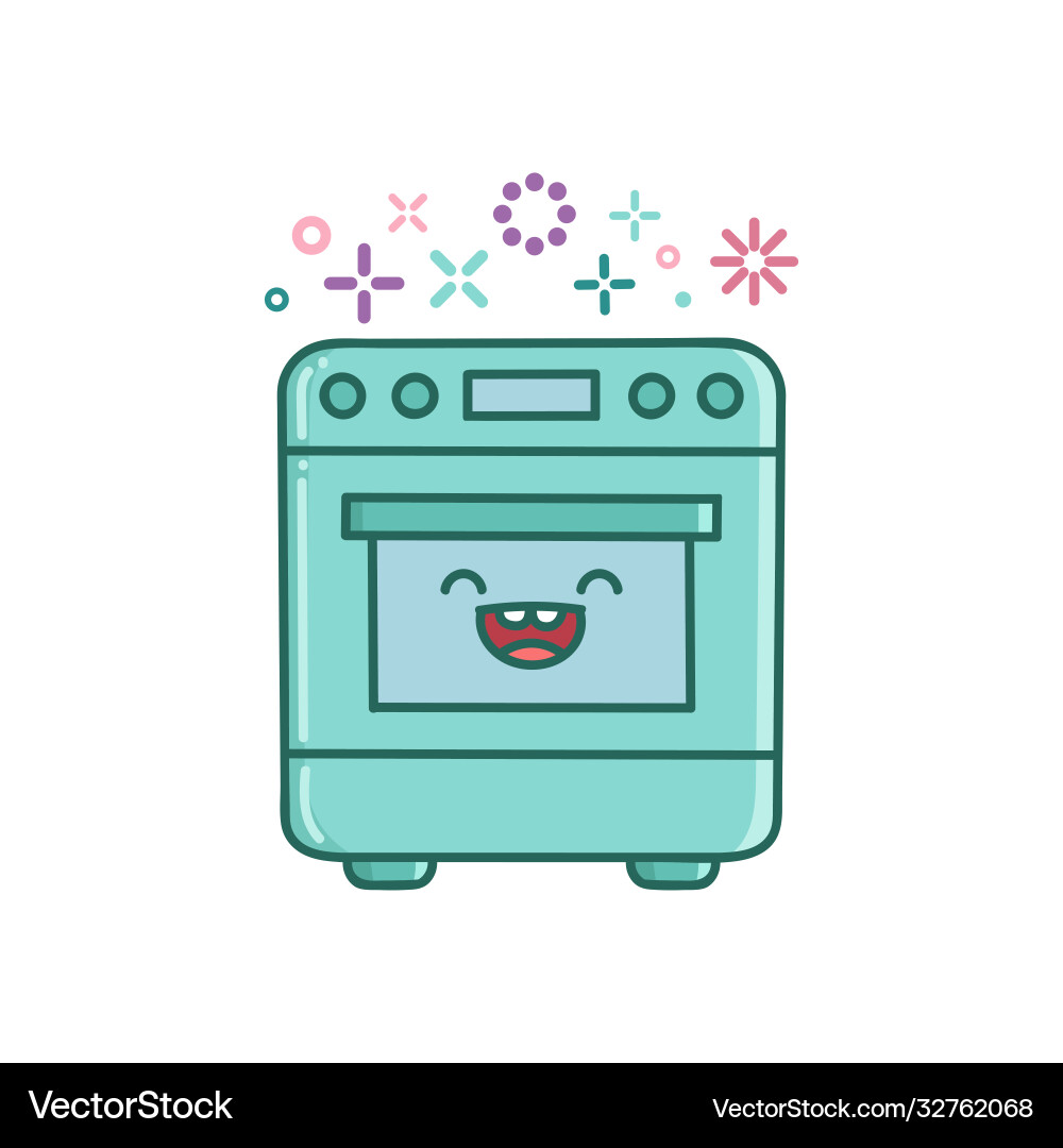 Kawaii Kochküche Ofen Ikone Cartoon vektorbild