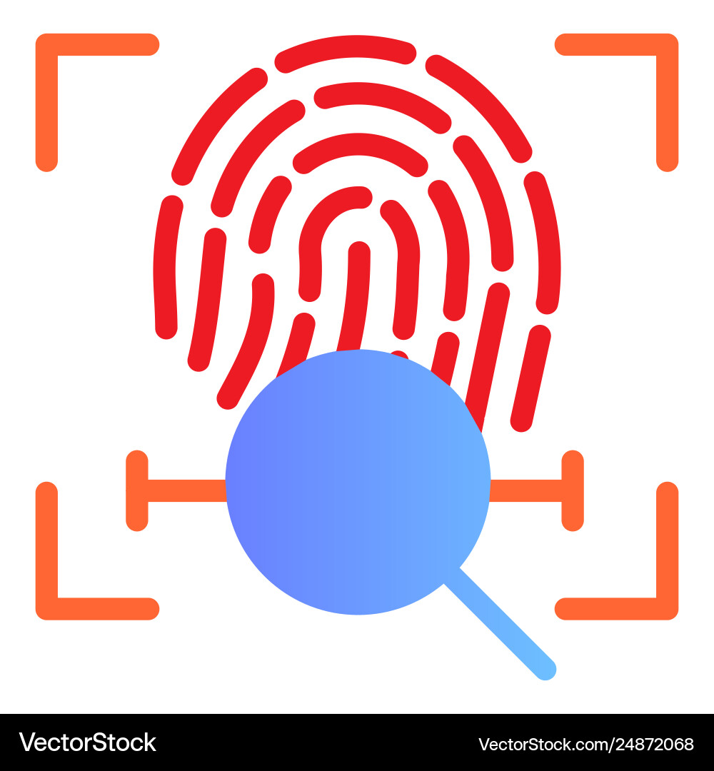 Lens with fingerprint flat icon scan Lens with fingerprint flat icon scan vector image