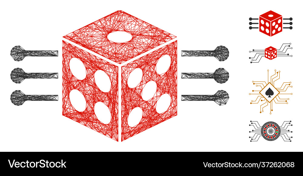 Linear dice links mesh Linear dice links mesh vector image